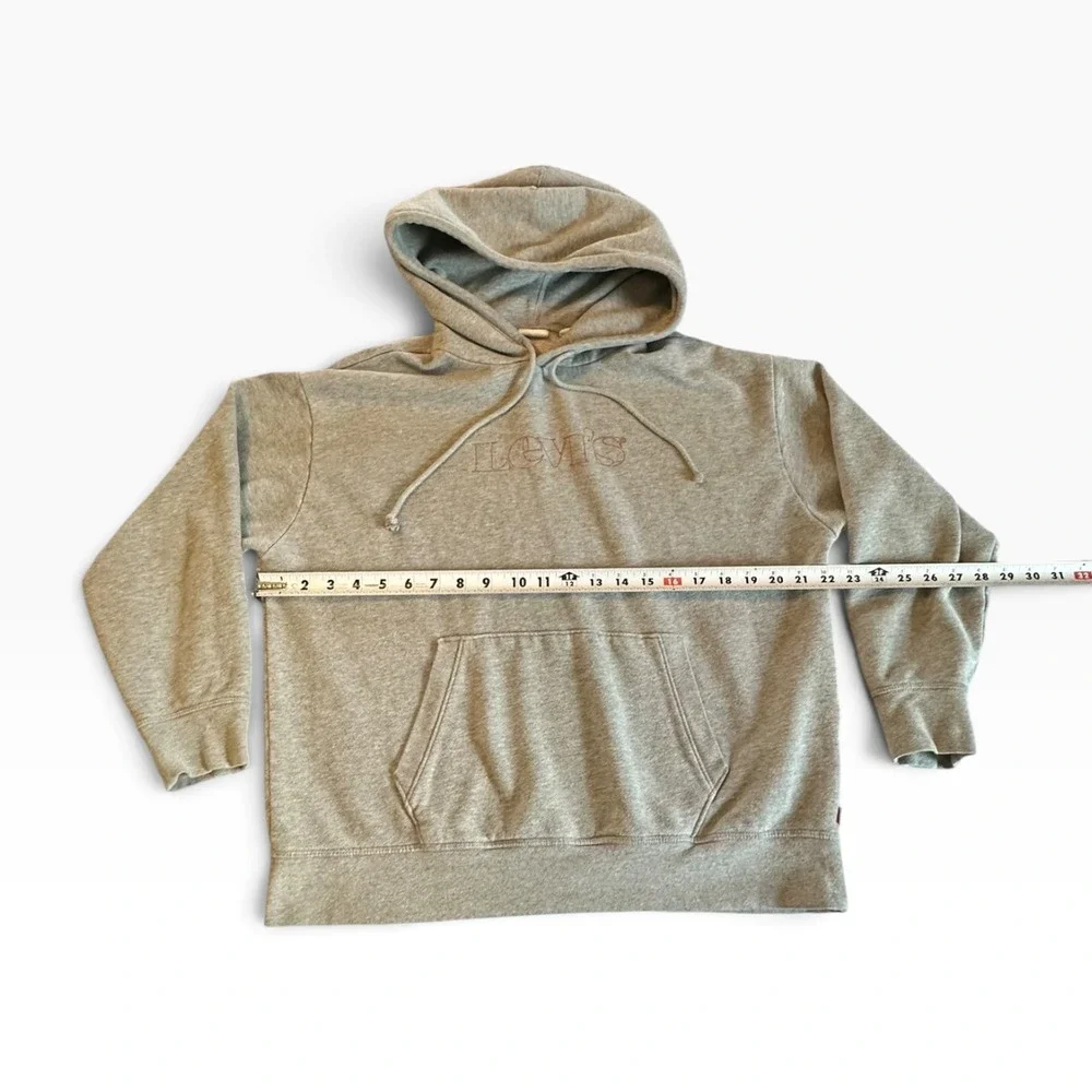 Levis Hoodie Mens Large Gray Red Logo Pullover Sweatshirt